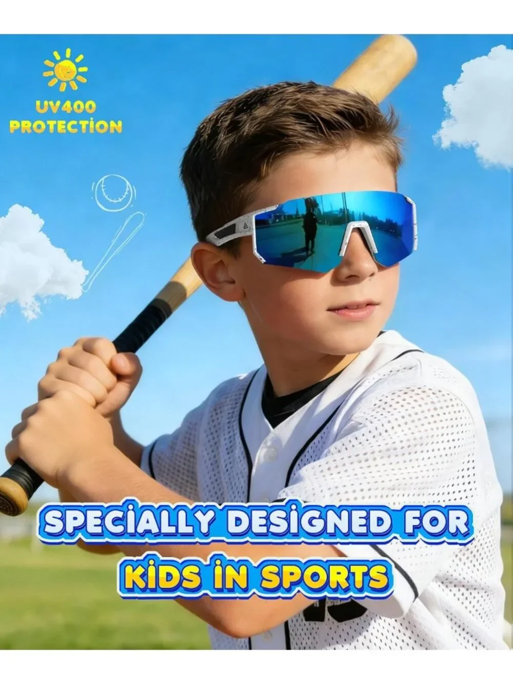 Stylish Kids' Sunglasses for Boys & Girls - UV400 Protection, Sporty Design, Age